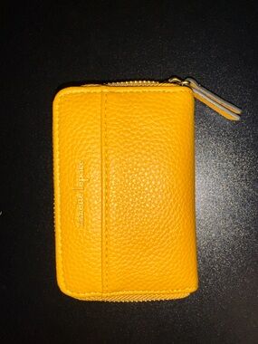 Nafette Lepore Yellow Pebbled Leather Zip Wallet